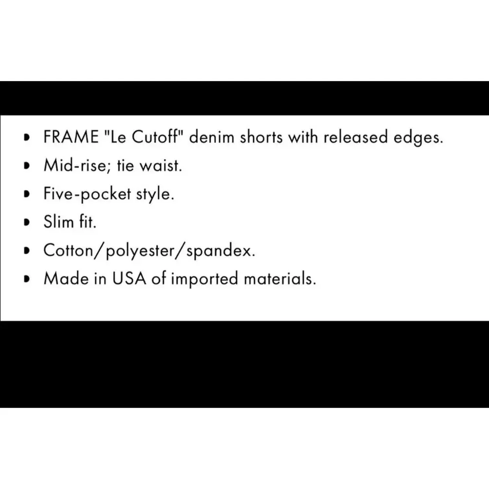 FRAME Jean Shorts Le Cutoff Tie-Waist, Denim, Released Edges, Mid Rise Sz 27 - Picture 9 of 9